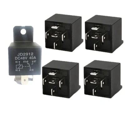 Afbeelding van auto Relais 48V 40A SPST 5pin Heavy Duty schakelaars en starters met zwarte waterdichte verzegelde behuizing gebruikt voor motor Pack van 5