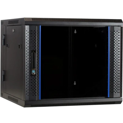 Afbeelding van DSIT 9U wandkast / serverbehuizing (kantelbaar) met glazen deur 600x600x500mm (BxDxH) 19 inch