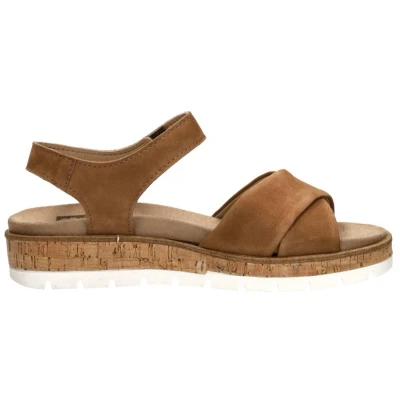 Afbeelding van SUB55 Sandalen met sleehak, Dames, Maat: 43, Cognac Leer