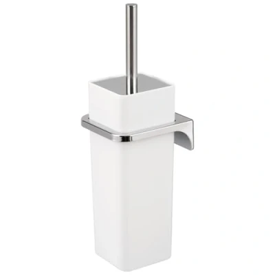 Afbeelding van bremermann WC garnituur Savona incl. wandhouder, toiletborstelhouder, vierkant (wit)