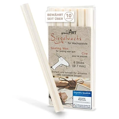 Afbeelding van Zegelwas 7 mm flexibel voor pistool, parelmoer, wit, 6 stuks