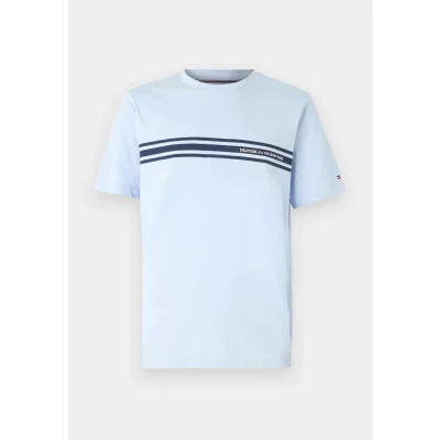 Afbeelding van Tommy Hilfiger Central Chest Stripe TEE Tshirt print, Heren, Maat: Small, Breezy blue