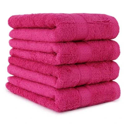 Afbeelding van 4 delige handdoekenset in vele kleuren handdoeken 50x100 cm kleur magenta