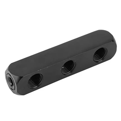 Afbeelding van Garosa 1/4 inch BSPP luchtverdeelblok met schroefdraad, 3 weg / 4 snelkoppeling Pneumatische luchtslang inline verdeelblokverdeler van roestvrij staal (3 weg),Pneumatische hulpcomponenten