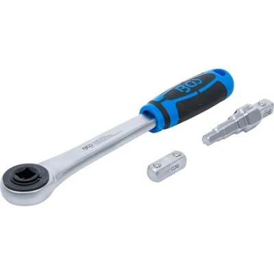 Afbeelding van BGS Doorsteek ratelsleutel met adapter en trappensleutel uitgaande binnenvierkant 1/2&quot;