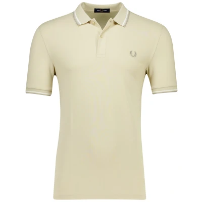 Afbeelding van Fred Perry Polo M3600 Ecru V32 maat S heren met Slim fit Pasvorm Katoen Suitable Herenkleding Poloshirt