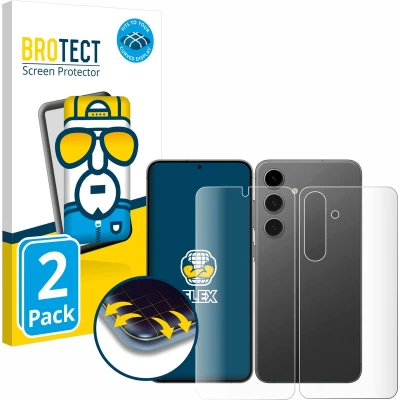 Afbeelding van BROTECT Screenprotector voor Samsung Galaxy S24 (Voor+Achter) Folie Beschermfolie transparant volledig dekking (2 Stuks)