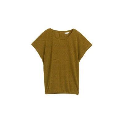 Afbeelding van TOM Tailor Ajour CREW NECK Tshirt basic, Dames, Maat: Medium, Nutria olive