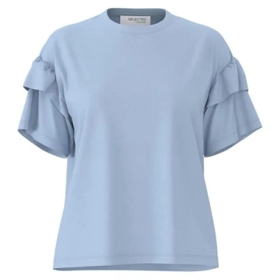 Afbeelding van Selected Femme Slfrylie Florence TEE Tshirt print, Dames, Maat: 34, Blue