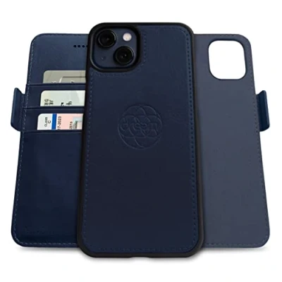 Afbeelding van Dreem Fibonacci iPhone 13 Portemonnee Hoesje / 2 in 1 Schokbestendig MagSafe Compatibel en Afneembaar Luxe Vegan Lederen Folio met RFID Kaartbescherming Multi Standaard [Koninklijk]