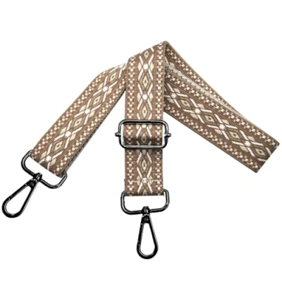 Afbeelding van Verstelbare schouderriem voor dames, draagriem, tassenriem om te wisselen, tasriem breed 3,8 cm, met zwarte karabijnhaak, schoudertas, handtassen, lichtbruin, N28