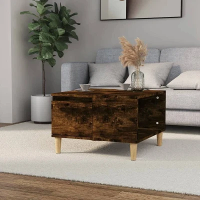 Afbeelding van Salontafel 55x55x36,5 cm bewerkt hout gerookt eikenkleurig