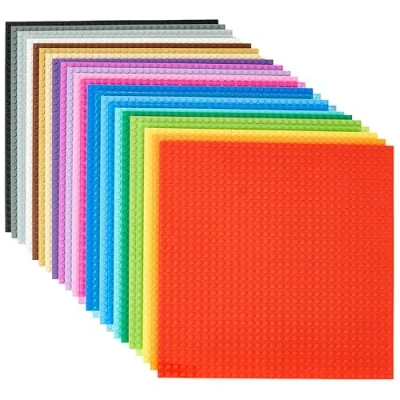 Afbeelding van Strictly Briks Klassieke stapelbare bouwplaten 100% compatibel met alle grote merken om torens, tafels en meer mee te bouwen! 24 stuks kleuren 25,5 x cm