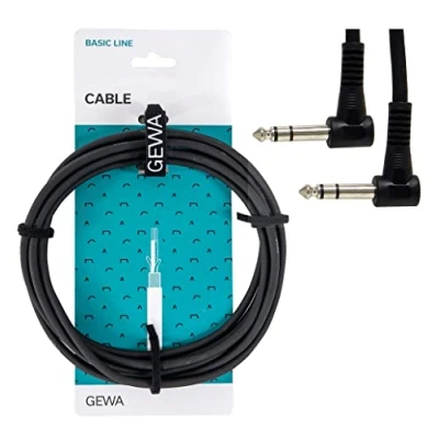 Afbeelding van GEWA patchkabel Basic Line0,3m, zwart, 6,3 mm haakse stekker stereo stereo, 190370
