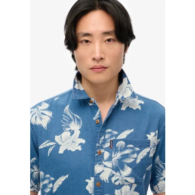 Afbeelding van Superdry Vintage LOOM Short Sleeve Overhemd, Heren, Maat: Small, Chrissy indigo rinse