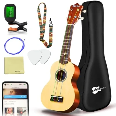 Afbeelding van Sopraanukelele set voor kinderen en volwassenen 21 inch ukelele starterskit met tas, stemapparaat, liedboek, snaren, plectrum, poetsdoek