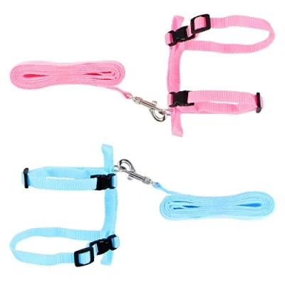 Afbeelding van Yangfei 2 stuks konijnenharnas, konijnenriem, verstelbaar harnas voor huisdieren, kleine dieren, (roze en blauw)
