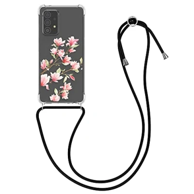 Afbeelding van kwmobile telefoonhoesje geschikt voor Samsung Galaxy A52 / 5G A52s Hoesje met telefoonkoord Back cover smartphone Case in poederroze wit transparant