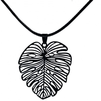 Afbeelding van Ketting zwart boomblad Charme Bijoux
