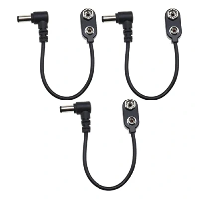 Afbeelding van YINETTECH 3 stks 9 V Batterij Clip Converter Kabel 5.5mm 2.1mm Mannelijke Plug Volt Voeding Snap Connector voor Gitaar Effect Pedaal