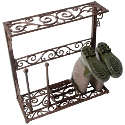 Afbeelding van Esschert Design Laarzenhouder, schoenenrek van gietijzer, ca. 60 cm x 23