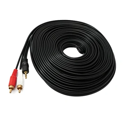 Afbeelding van System S Cinch 2 RCA kabel 20 m stekker naar AUX 3,5 mm jack stereo AV in zwart