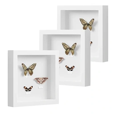 Afbeelding van EUGAD Set van 3 3D fotolijsten om te vullen, objectlijst 30 x cm, diepe lijst voor objecten tot collage houten met papieren passe partout, wit