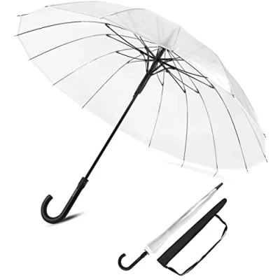 Afbeelding van Sternenfunke paraplu transparant XXL Ø110 cm 16 Rib bruiloft groot, transparant, groß XL
