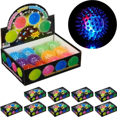 Afbeelding van Relaxdays 120x led egelbal massagebal noppenbal kleurrijke stekelbal bal