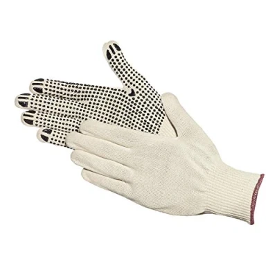 Afbeelding van Jah 5010 katoenen gebreide handschoen 12 paar noppen licht natuur Gr. 8