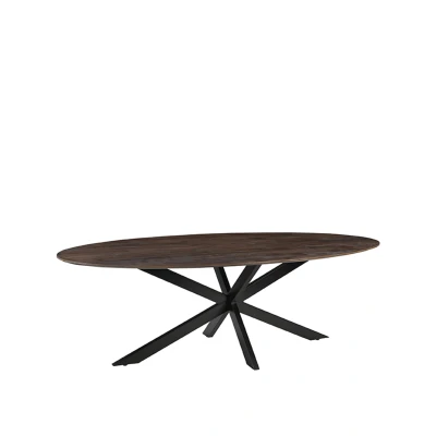 Afbeelding van Label51 James eetkamertafel ovaal 210 cm mangohout espresso Hout