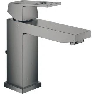 Afbeelding van Grohe eurocube wastafelmengkraan m size trekwaste eengreeps 1 gats 109mm hoogte 133mm uitloop vast hard graphite geborsteld 23445al0