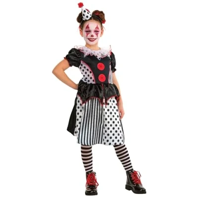 Afbeelding van Zwart Witte Clown kostuum voor kinderen 3 4 jaar