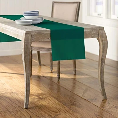 Afbeelding van LA Linen Polyester Poplin tafelloper 14 bij 108 inch, blauwgroen, 35,56 x 274,3 0,04 cm