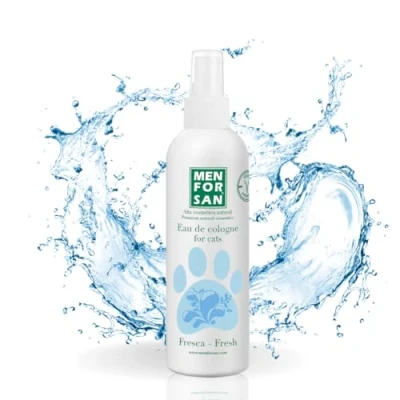 Afbeelding van MENFORSAN Eau de Toilette Fresh voor katten, 125 ml, zorgt een frisse geur, deodorantwerking, transparant