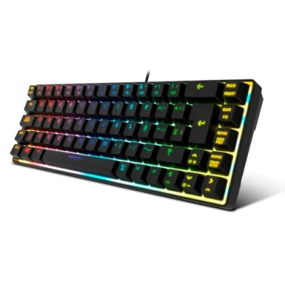 Afbeelding van Krom KALISTA gaming Membrane Keyboard RGB Rainbow, 62% vormfactor, modus, N 19 Anti ghosting, Windows Mac, Engelse lay out, Zwart