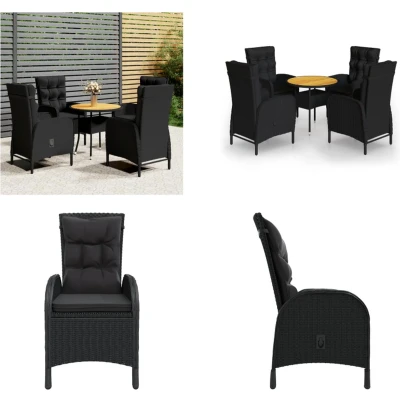 Afbeelding van vidaXL 5 delige Tuinset poly rattan zwart