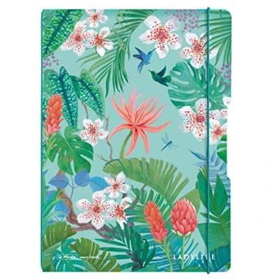 Afbeelding van Herlitz Notitieboekje flex PP A4, 40 vellen geruit en gelinieerd, Ladylike Jungle, geperforeerd, Perforation my.book, 1 stuk