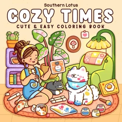 Afbeelding van Cozy Times: Coloring Book for Adults and Teens Featuring Girls, Boys, Pets in Chill Moments Relaxing Times Relaxation