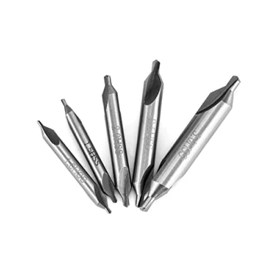 Afbeelding van QWORK® Zentrierbohrer Set, 5 Stück 1/1.5/2 / 2.5/3 mm 60 Grad Drehmaschine Kombiniert Zentrum Bohrer Senker für Metall, Legierung, Kupfer, Eisen, Holz