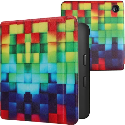 Afbeelding van kwmobile e reader hoesje compatibel met Kobo Libra 2 Magneetsluiting Ereader case Regenboog Kusbussen in meerkleurig/groen/blauw