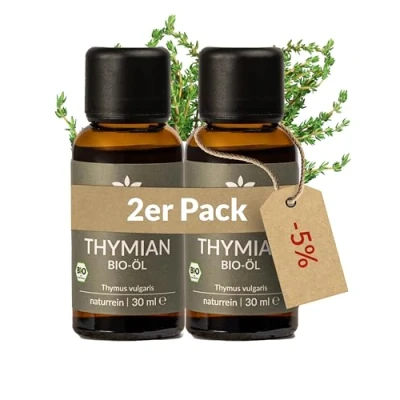 Afbeelding van Heldengrün® Biologische tijmolie [100% NATUURP] Gecertificeerd voedsel voor oraal gebruik uit Griekenland Etherische oliën tijm, Tyhme Oil 2 x 30 ml