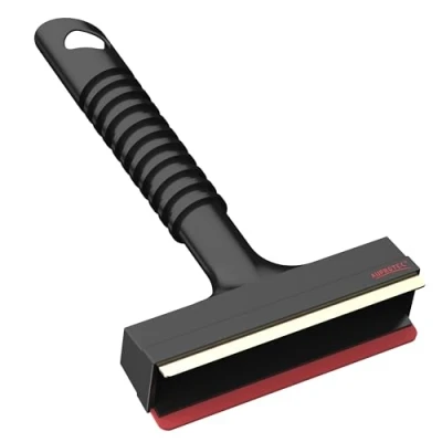 Afbeelding van AUPROTEC IJskrabber met messing schraper, antislip handvat en rubberen trekker A 13 zwart rood