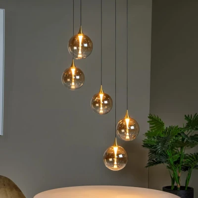 Afbeelding van Lucide GISELA Hanglamp Ø 48 cm LED Dimb. 5x3,8W 2700K Amber