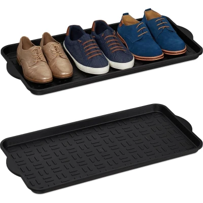 Afbeelding van relaxdays XL afdruipmat schoenen set van 2 schoenenmat afdruipbak schoenenschaal