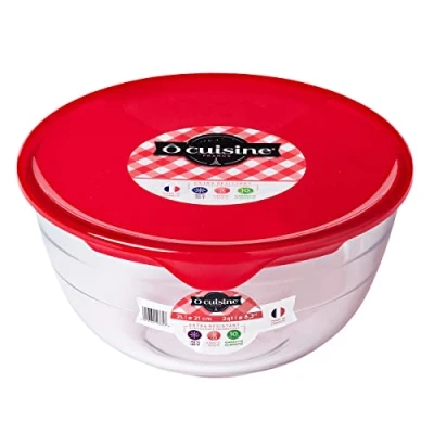 Afbeelding van Ronde Lunchtrommel met Deksel Ô Cuisine Prep&amp;store Ocu Rood 1 L 17 x 9 cm Glas (3 Stuks)