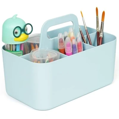 Afbeelding van belle vous Rectangular desk craft art caddy organiser with up to five compartments one removable divider