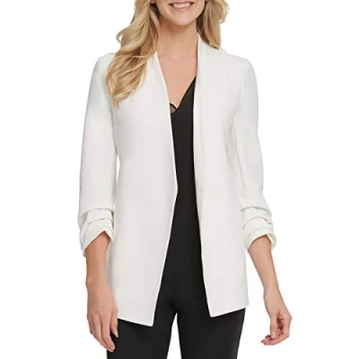 Afbeelding van DKNY OPEN Front Jacket Halflange jas, Dames, Maat: Medium, Ivory