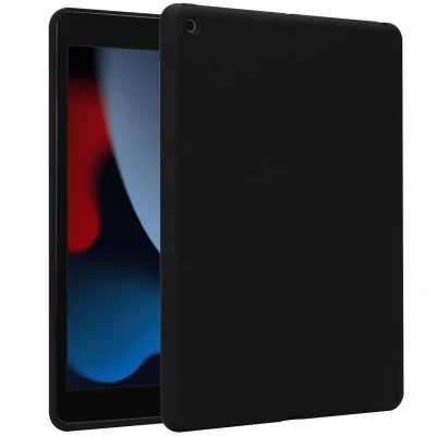 Afbeelding van Apple iPad 10.2 (2021) Hoes: Accezz Liquid Silicone Backcover zonder penhouder Backcover,Softcase Zwart Siliconen En TPU (zacht) Tablet Hoezen