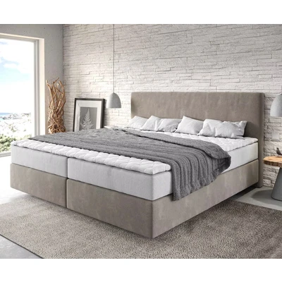 Afbeelding van Boxspringbed Dream Well microvezel beige 200x200 cm met pocketveringmatras en Visco topper